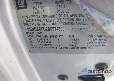 2011 Chevrolet Hhr Lt из США, поврежденный, VIN 3GNBACFU2BS574300